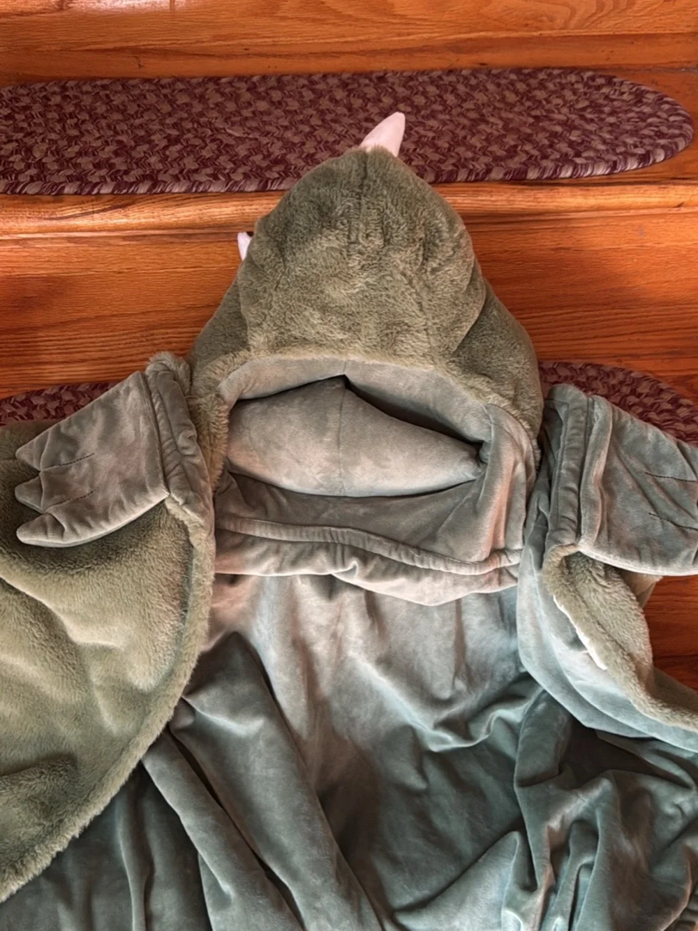 Kids Green Triceratops Plush Hooded Costume